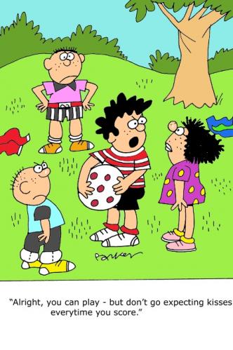 Children Playing Football Cartoon