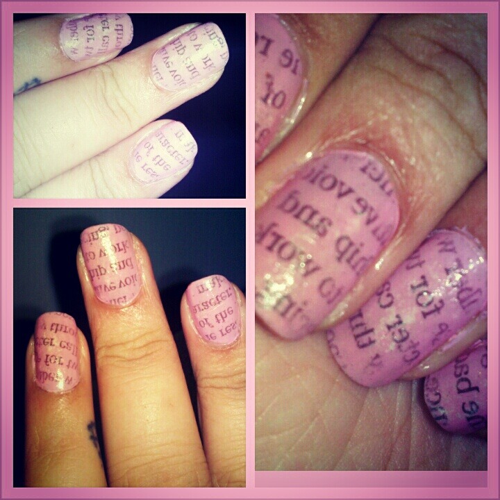 Newspaper Nails With Nail Polish Remover