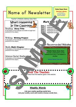 School Newsletter Templates For Teachers